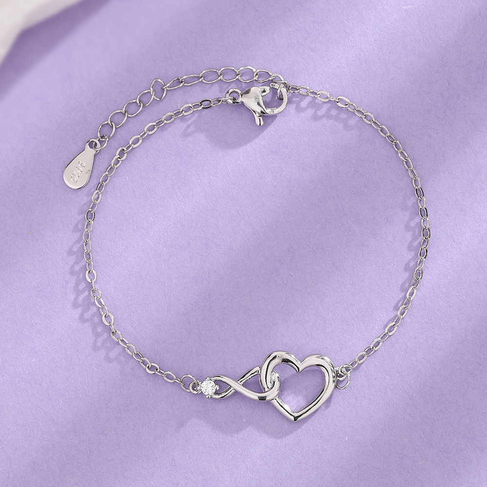 Infinity Heart Bracelet Dainty CZ Bracelet