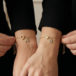 Load image into Gallery viewer, 18k Linked Hearts Bond Initial Bracelets
