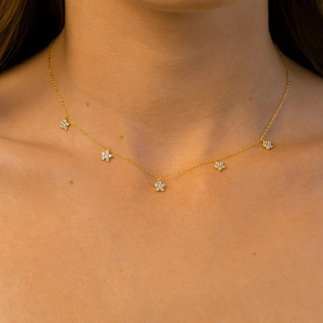 Dainty Diamond Flower Necklace