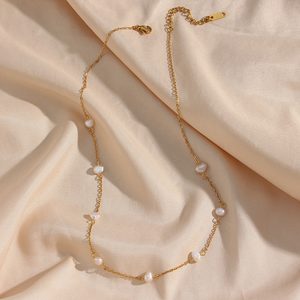 Gold Pearl Necklace Everyday Necklace