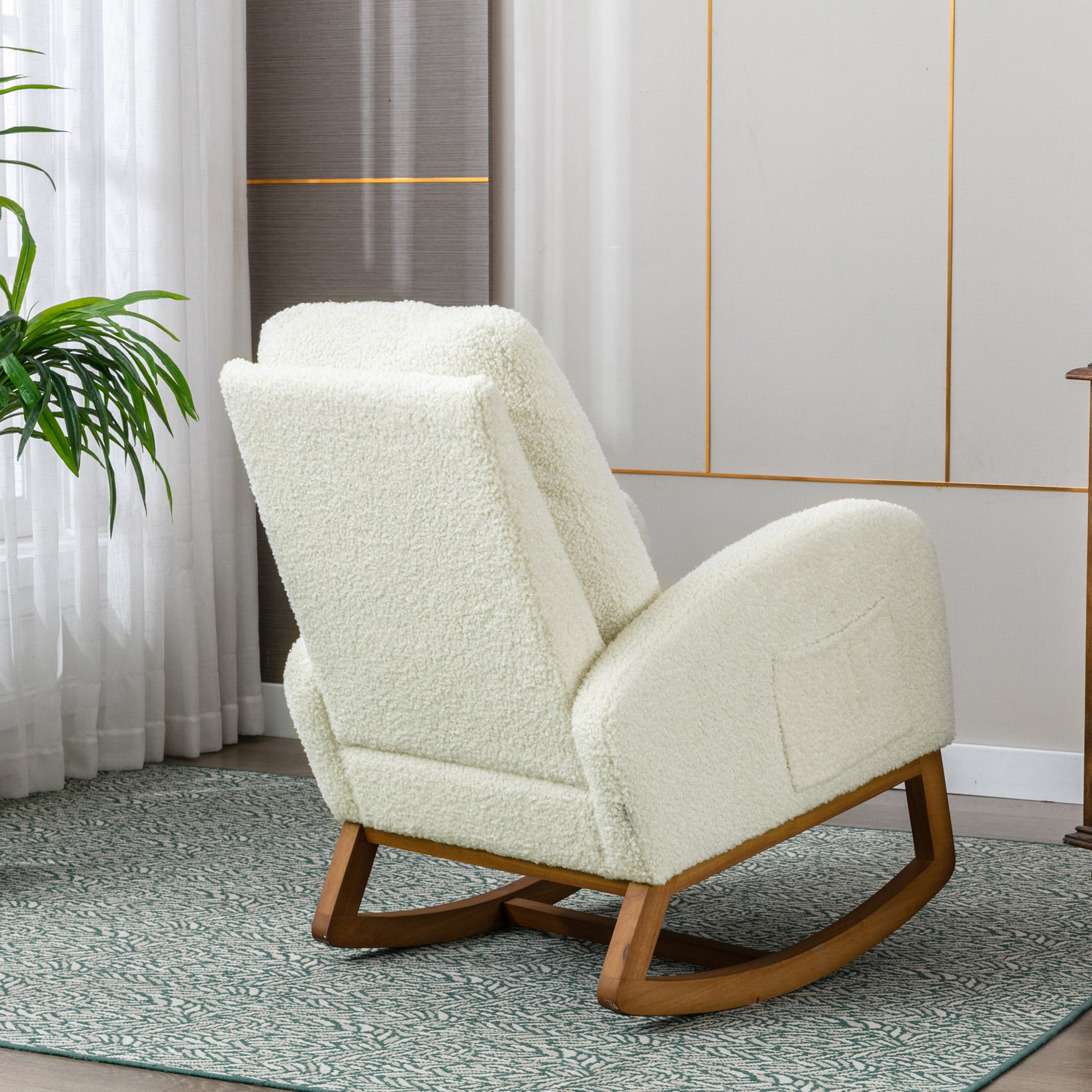 Cream Teddy Upholstered Modern Rocking Chair