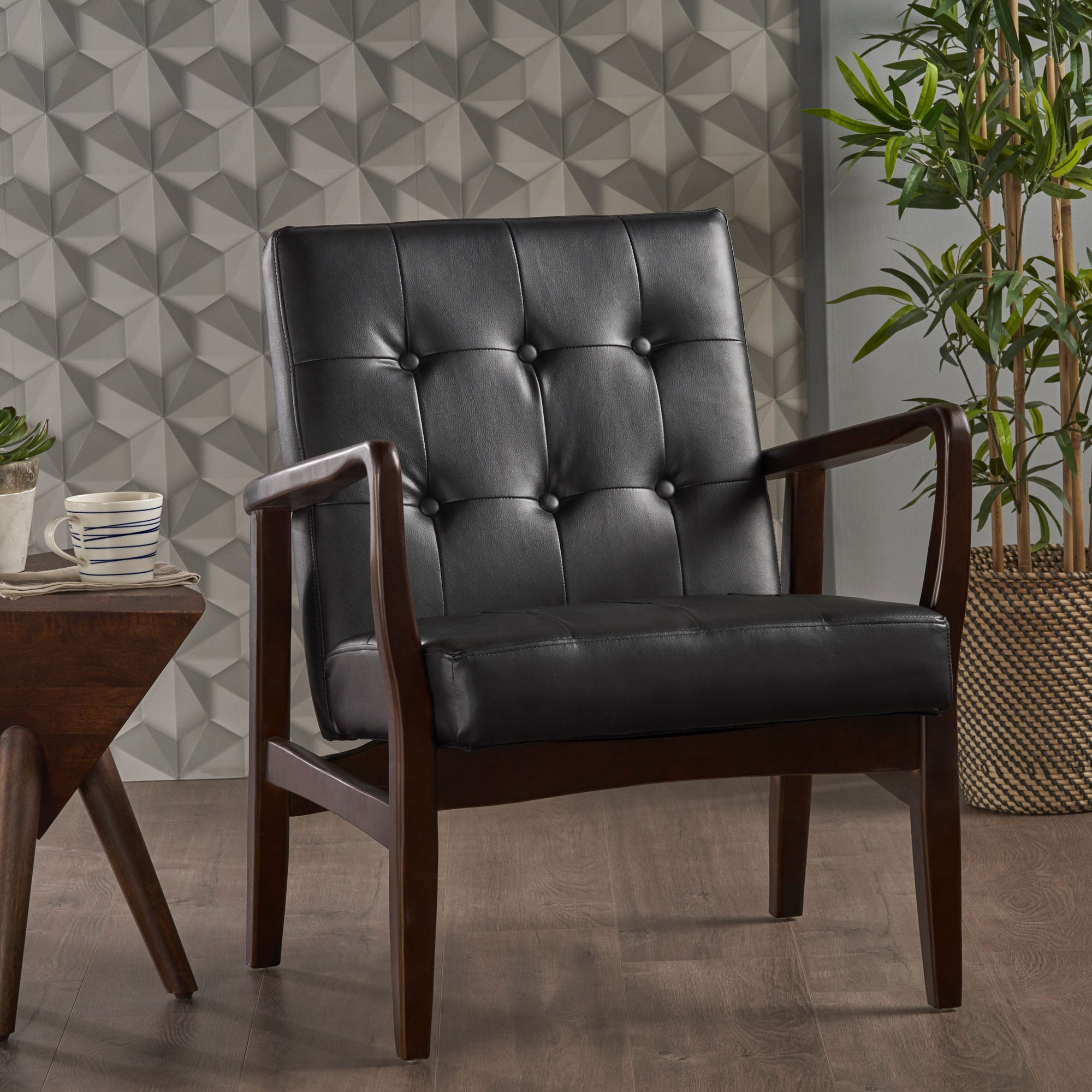 Mid Century Modern Faux Leather Club Chair