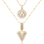 Load image into Gallery viewer, 2pc 14k Diamond Letter Initial Necklaces
