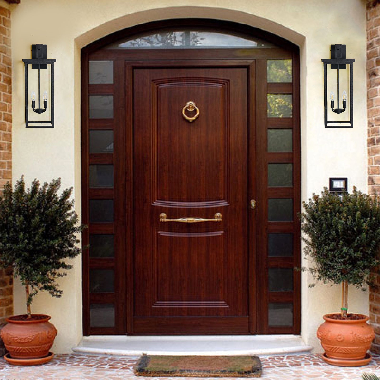 Modern 4-Light Black Outdoor Wall Lantern Sconce