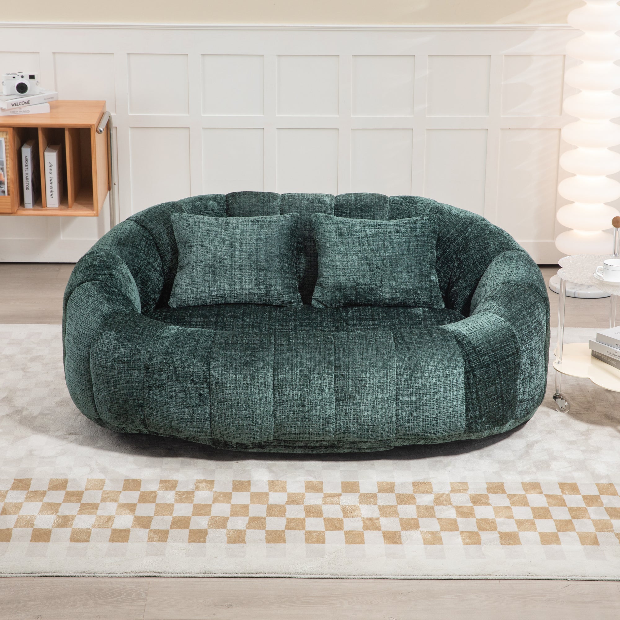 Emerald Chenille Bean Shape 2-Seater Lazy Sofa