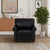 Black Faux Leather Single Seat Chair with Wooden Legs