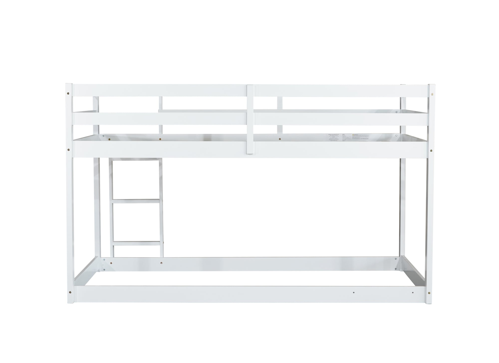 White Twin Over Twin Loft Bed with Ladder In Sturdy Rubber Wood Construction