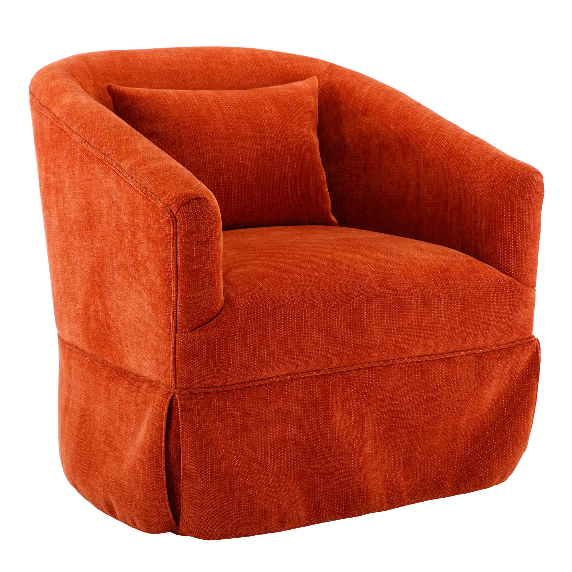 360-degree Swivel Accent  Armchair Linen Blend Orange