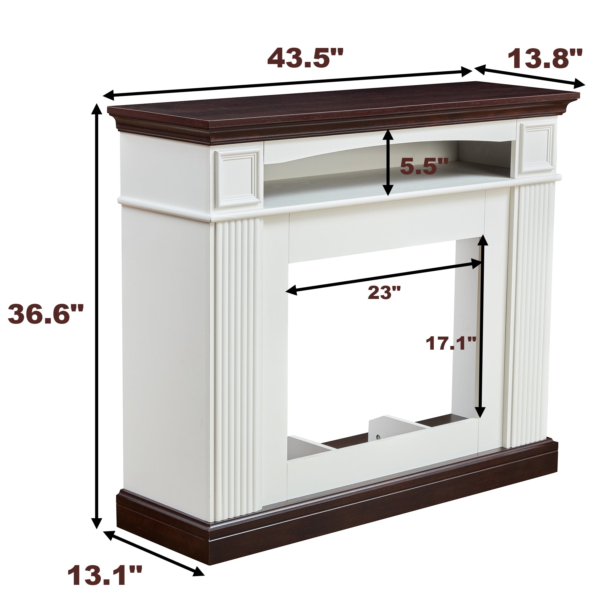 Farmhouse Style Fireplace TV Stand for Living Room or Bedroom In Cherry White