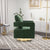 Open Back Chair Green Chenille Swivel Accent Chair With Gold Stainless Steel Base