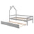 Twin House Wooden Daybed with Trundle and Guardrails in Gray