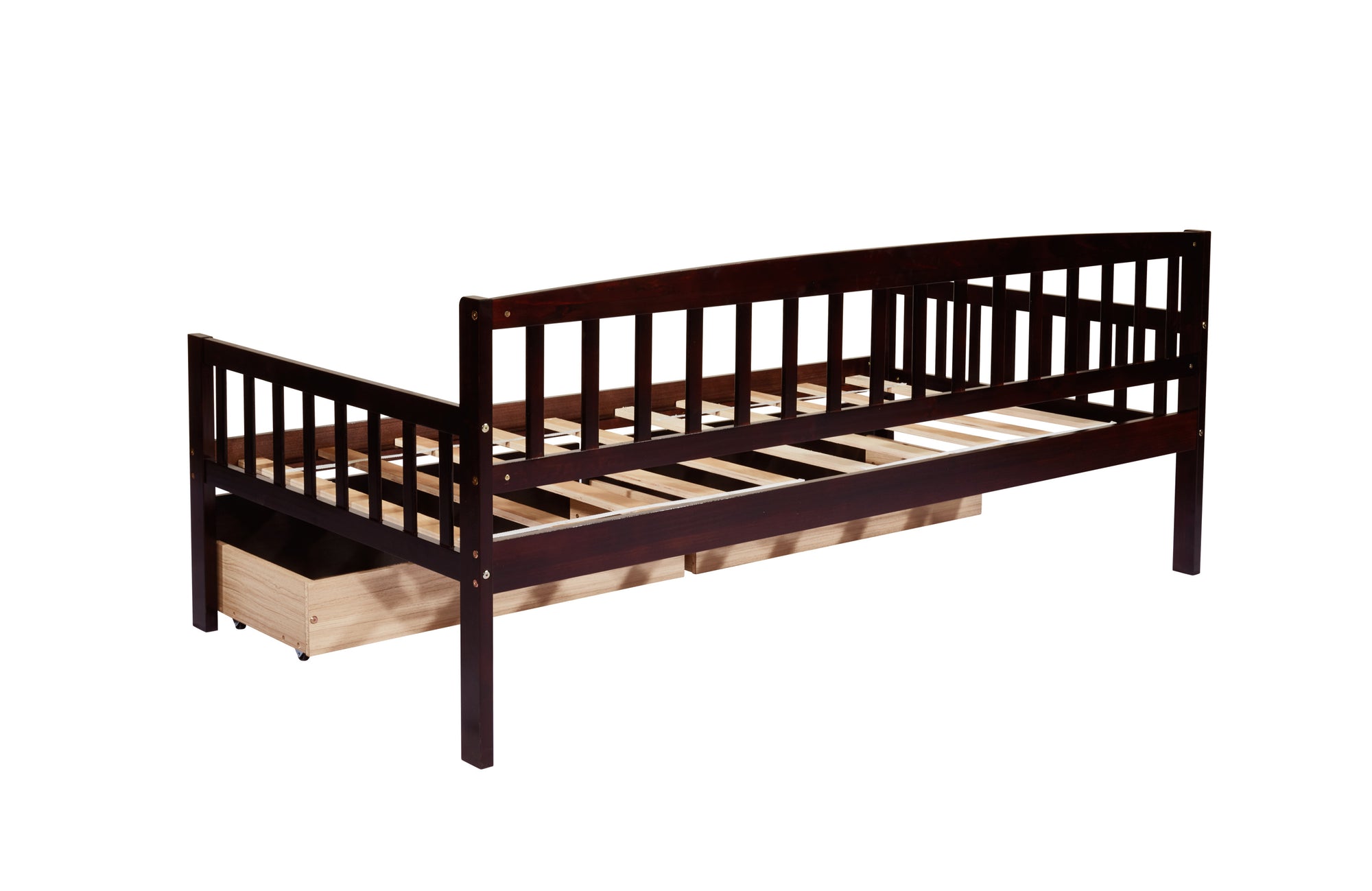 Espresso Tones Twin-Size Pine Wood Daybed with Storage Drawers