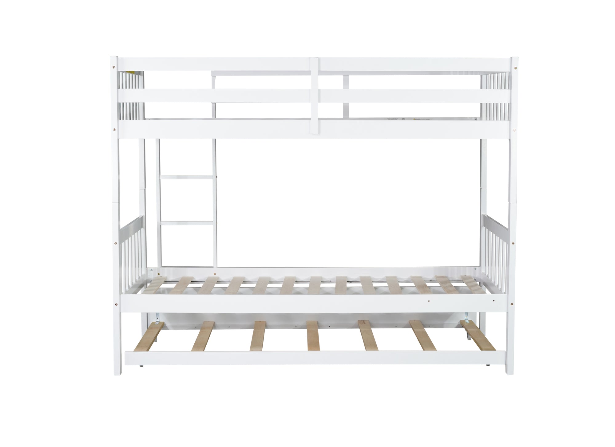 Convertible Twin Over Twin Rubber Wood Bunk Bed with Trundle