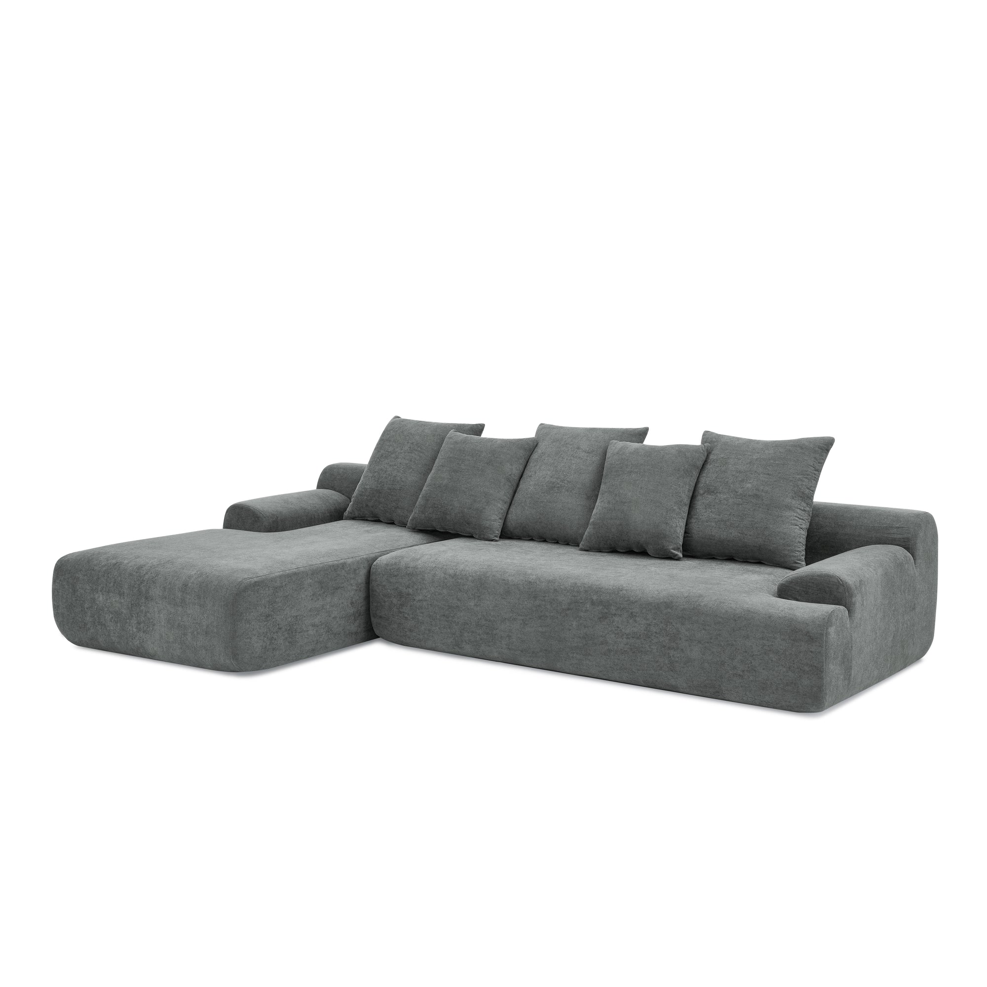 Durban 4-Seat Velvet Modular Sofa in Gray