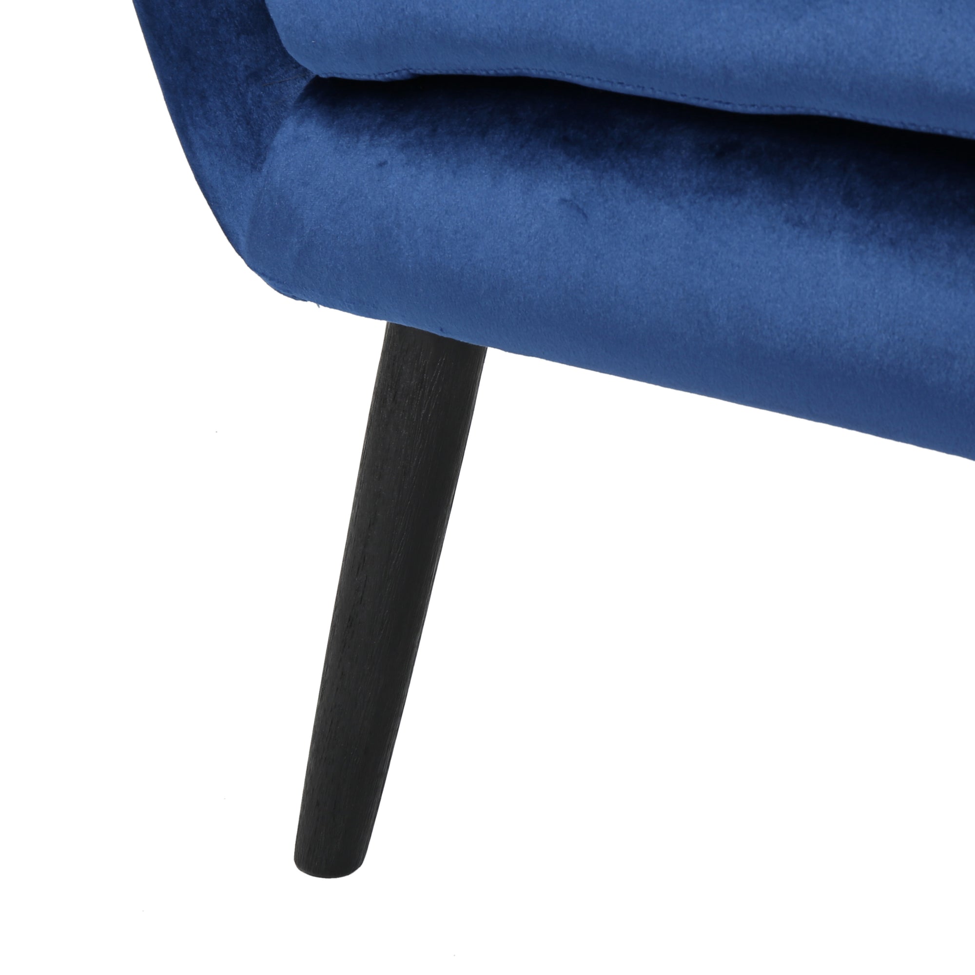 Stylish Arm Chair Upholstered In Navy Blue Velvet