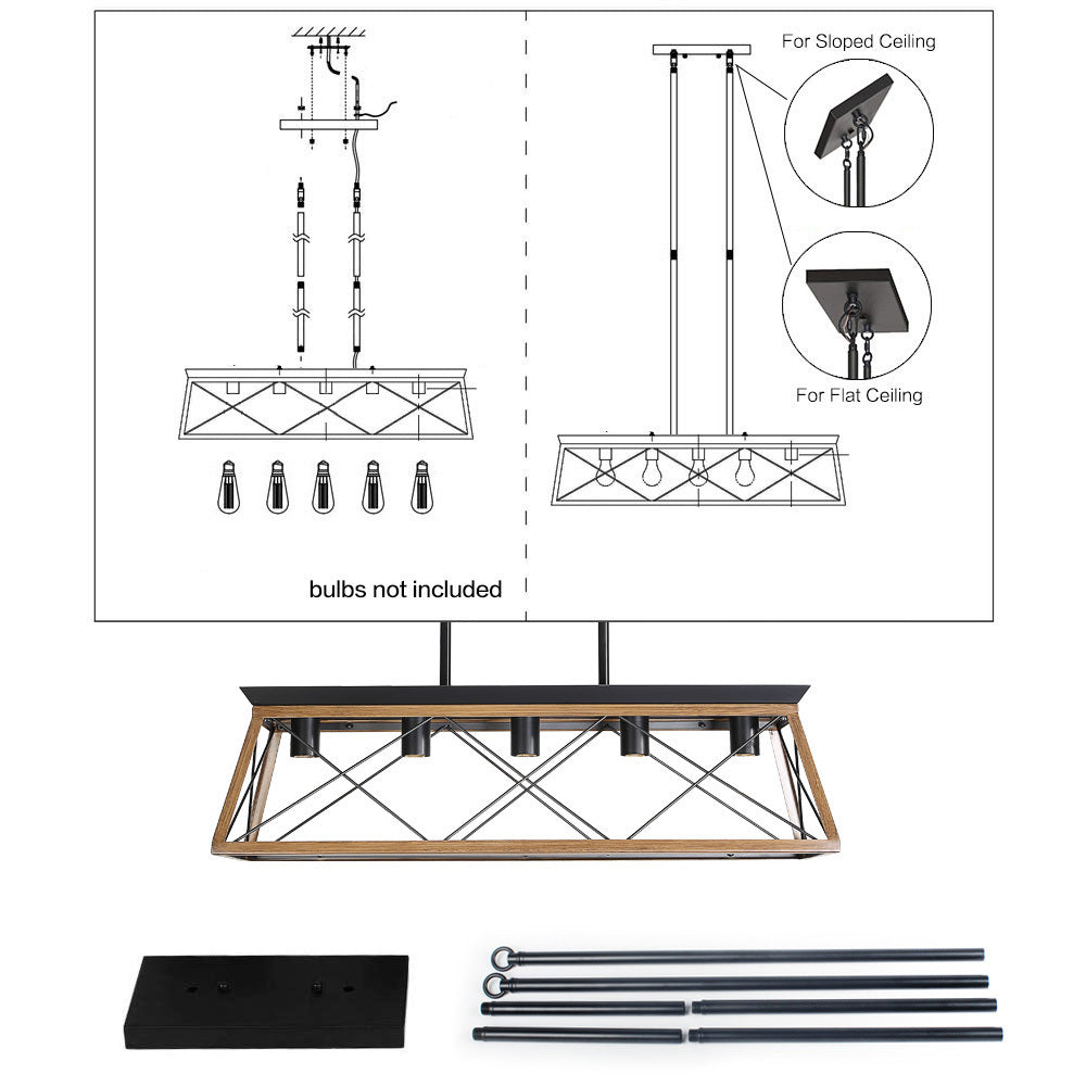 Farmhouse Chandeliers With 5 Bulbs For Dining Room