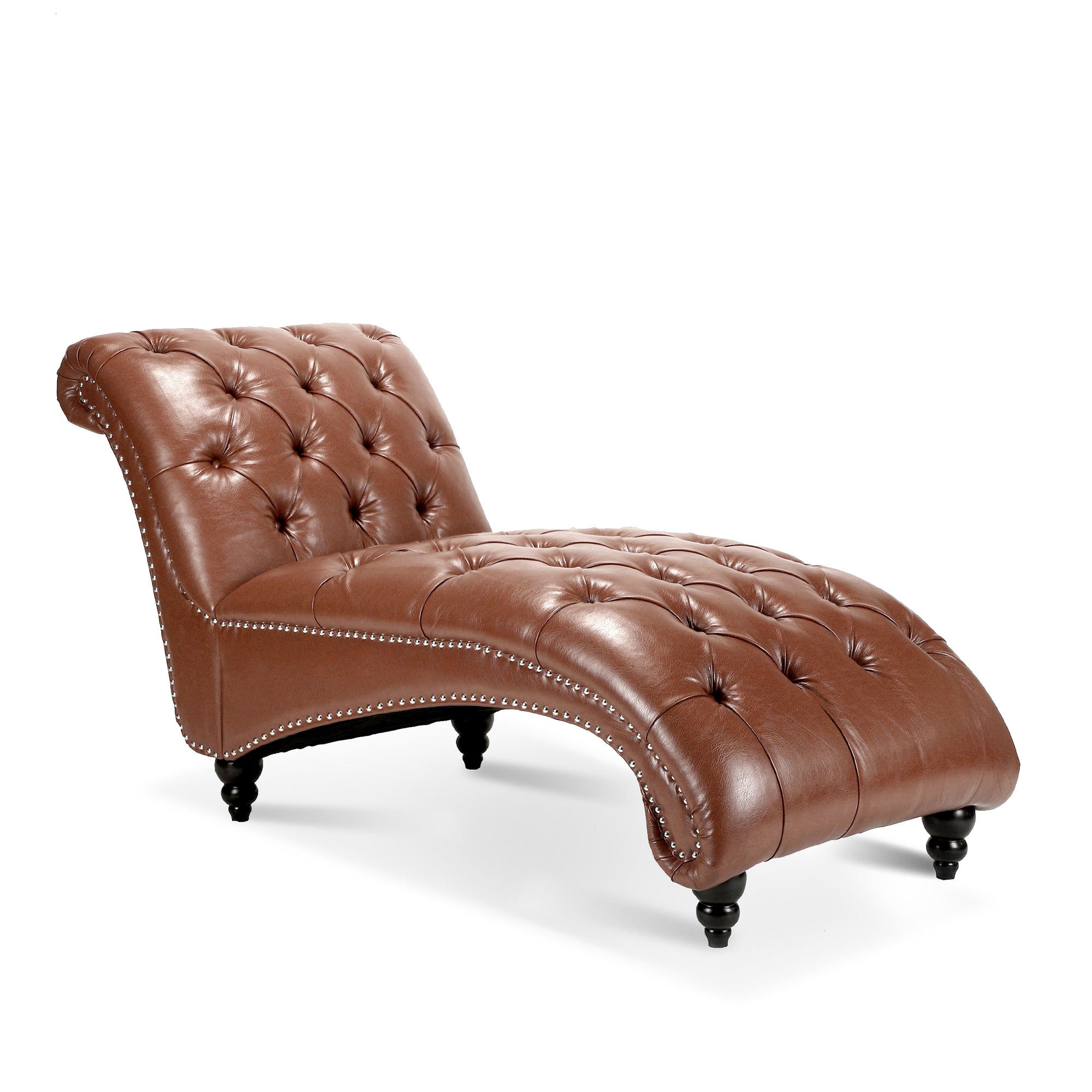 Brown Faux Tufted Armless Chaise Lounge