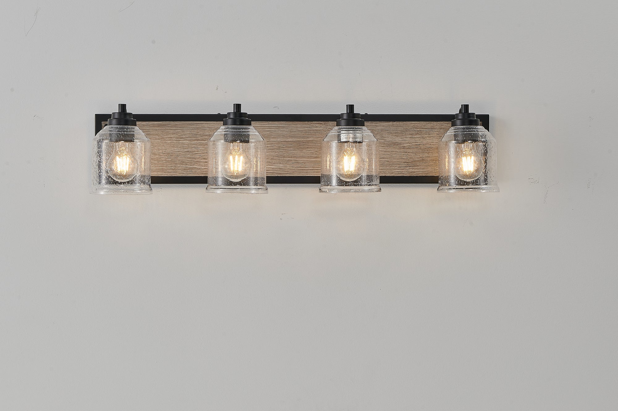 4-Light Bathroom Wall Sconce with Clear Seeded Glass Shades