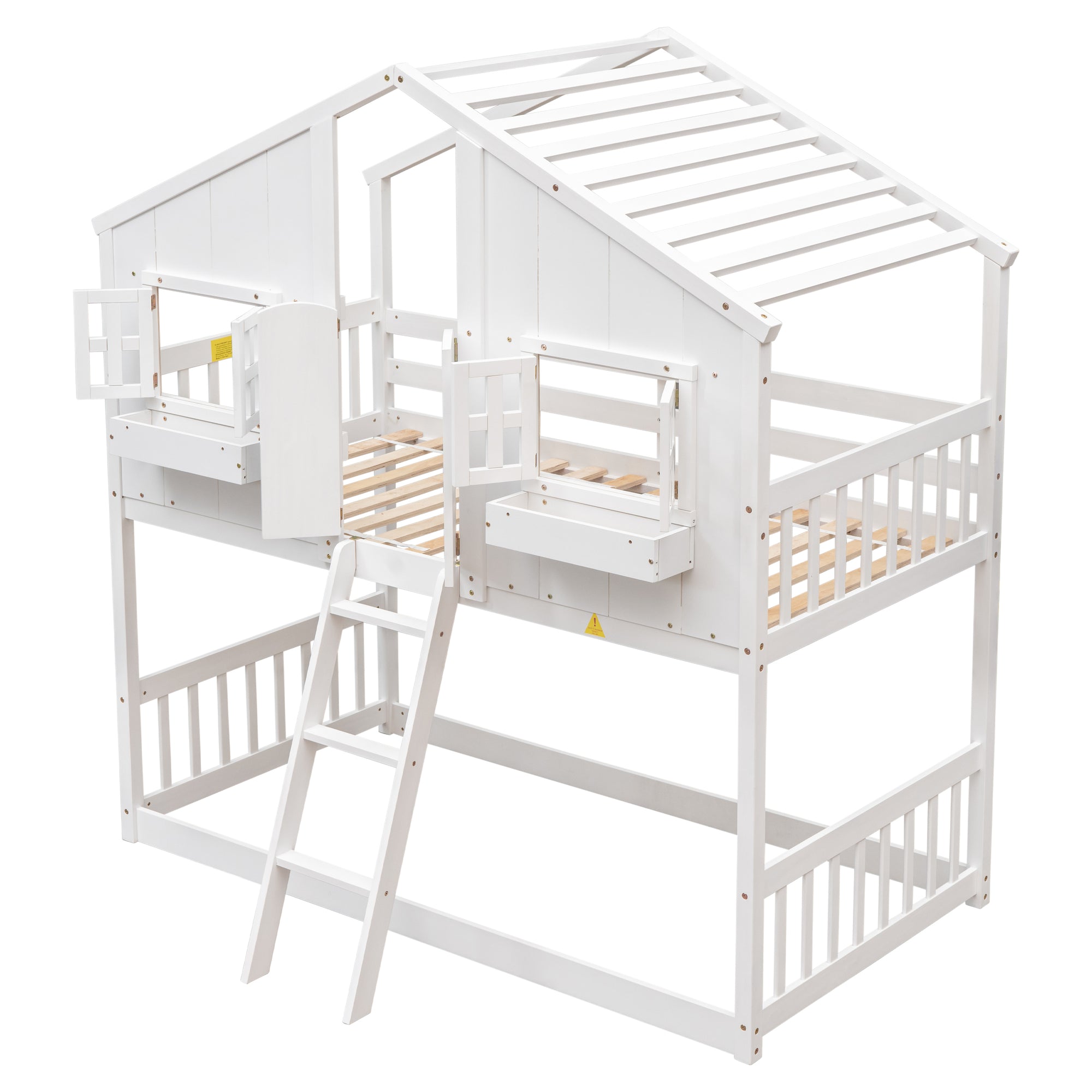 White Twin Over Twin Tree House Inspired Bunk Bed