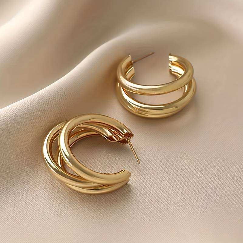 Triple Hoop Earring 3 Gold Hoop Earrings