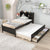 Twin Size Bed with Storage Integrated Headboard, Trundle & Drawers in Espresso