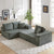 Modern Corduroy Upholstered Modular Sectional Sofa Set With Free Combination Design And Five Pillows In Green