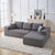 Modern Corduroy Upholstered Sectional Sofa Couch Set With Modular Design And Five Pillows For Customizable Comfort In Grey