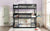 Black Twin Size Triple Rubber Wood Bunk Bed with Ladders and Detachable Design