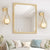 Set of 2 Modern Gold Wall Sconces with Opal Glass Globes