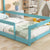 Light Blue Twin Size Wood Toddler Floor Bed with House-Shaped Headboard & Guardrails