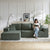 Modern Corduroy Upholstered Modular Sectional Sofa Set With Free Combination Design And Five Pillows In Green