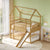 House Bunk Bed with Convertible Slide and Ladder Twin Over Twin Design with Safety Guardrail In Natural Wood