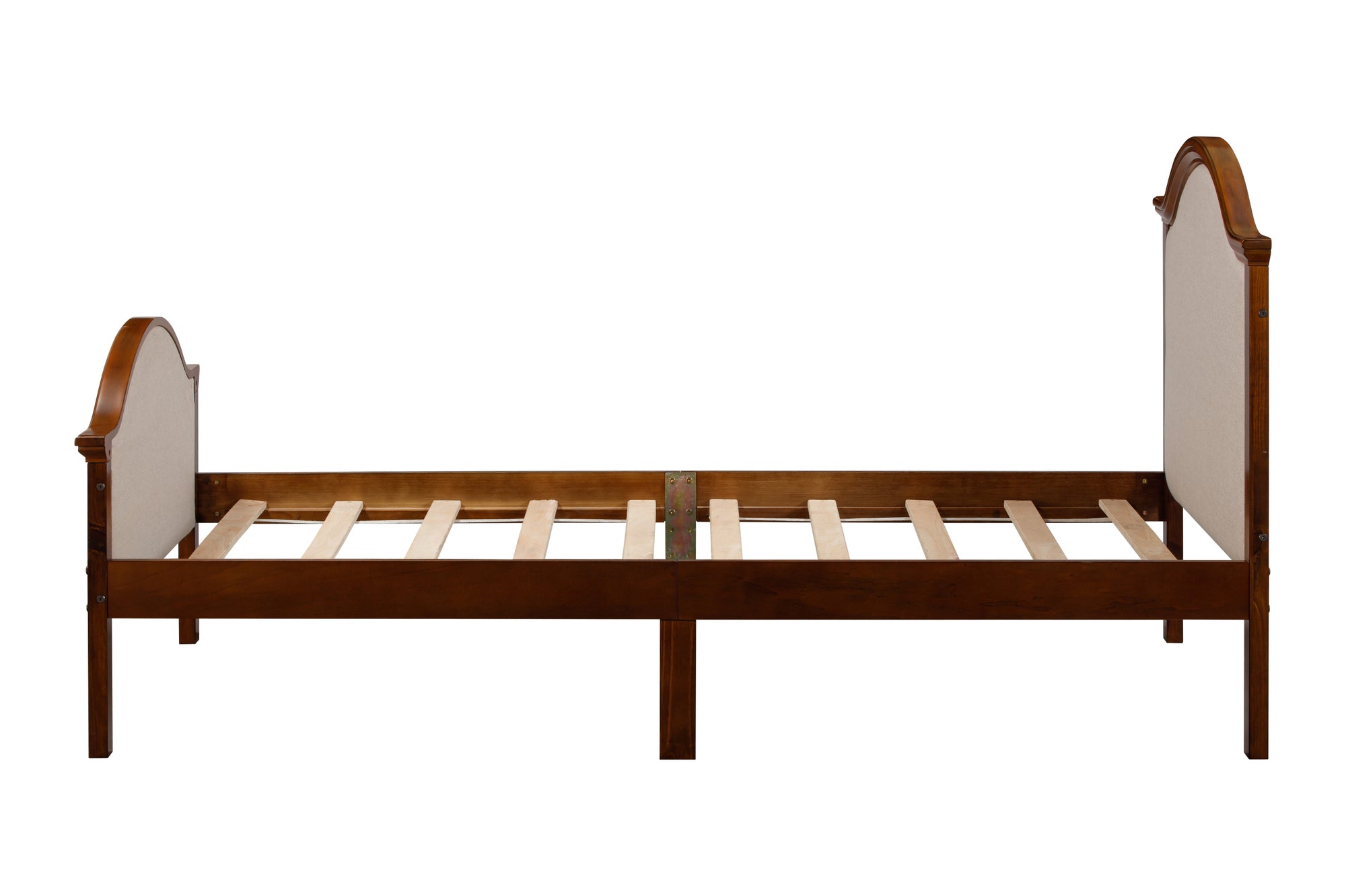 Walnut Finish Twin Size Bed Frame with Headboard and Footboard