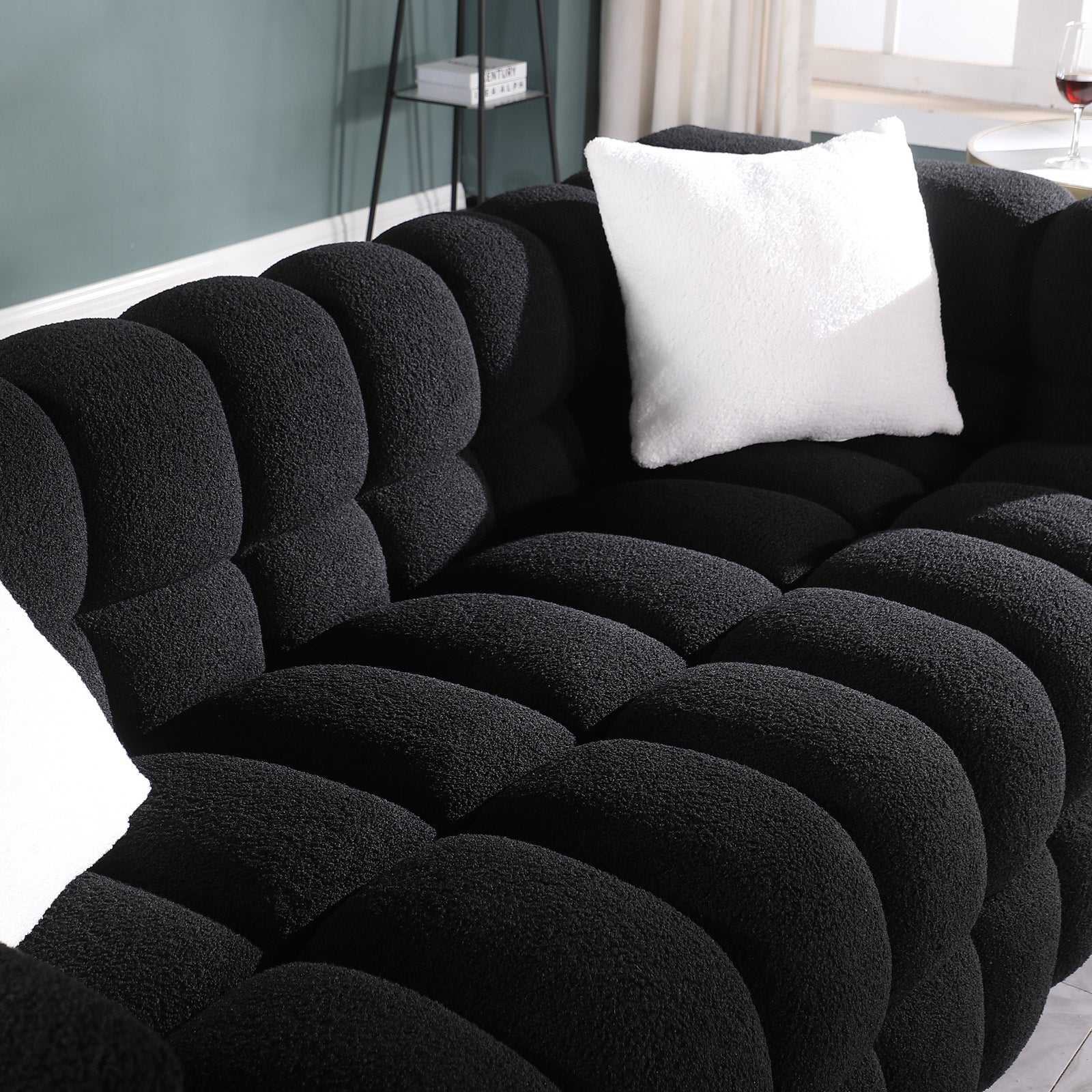 Timimoun Boucle Marshmallow Sofa in Black