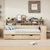 Wooden Twin Size Daybed with Storage Shelves and Study Desk In Natural