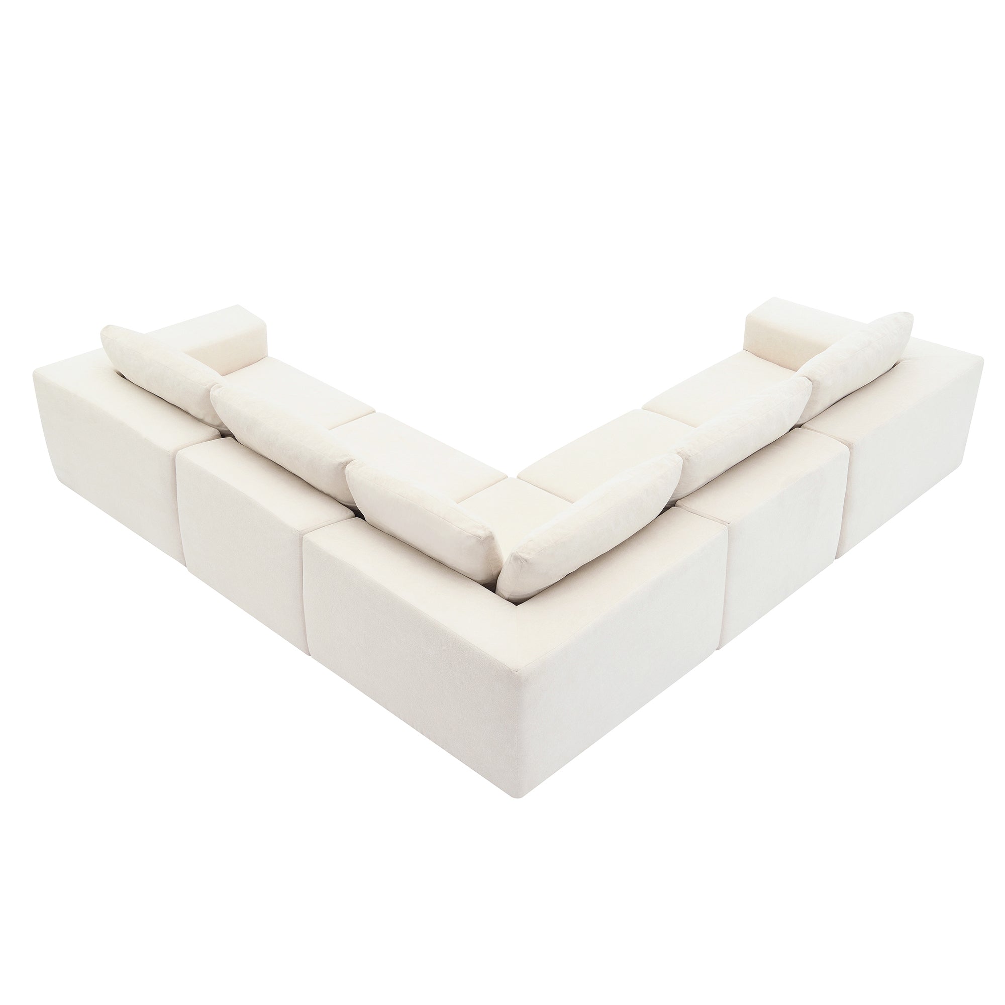 Kyoto Modular Sectional Sofa with Terrycloth Fabric in Beige