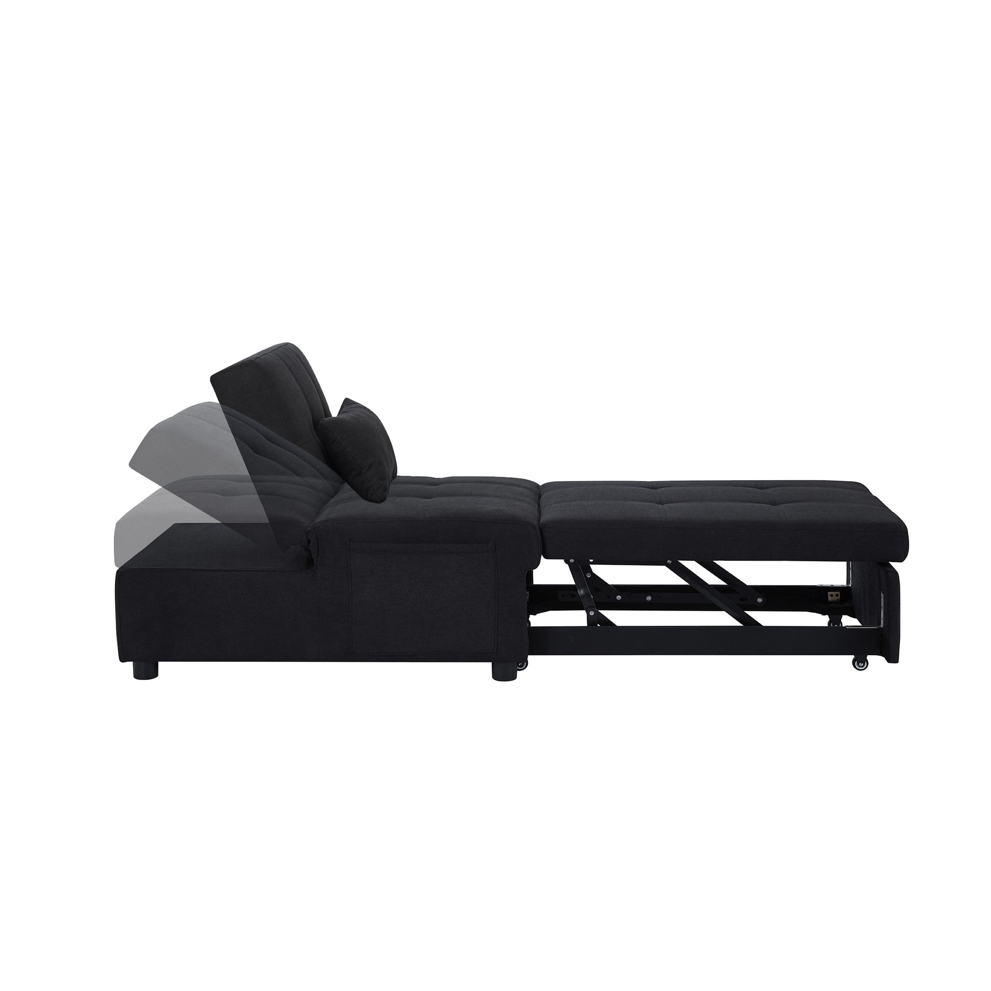 Convertible Black Fabric Single Sofa Bed