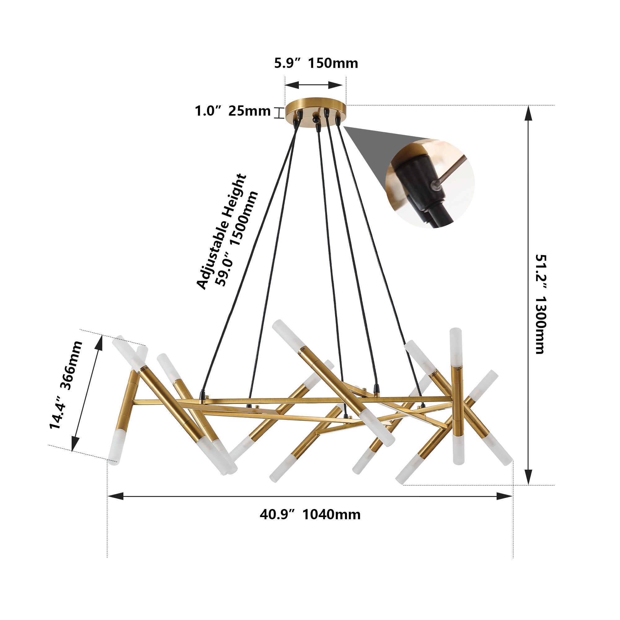 Golden Modern Chandelier Light Fixture