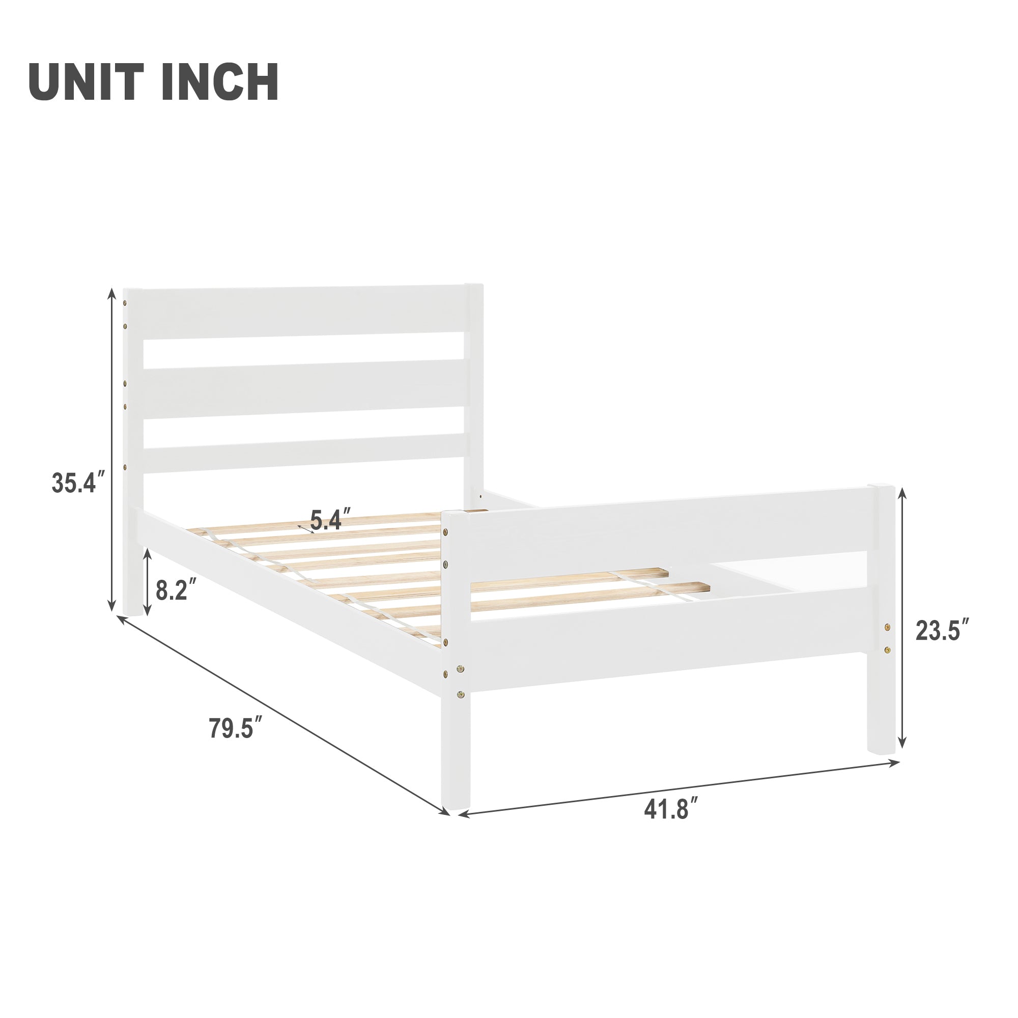 White Twin Bed with Headboard and Footboard