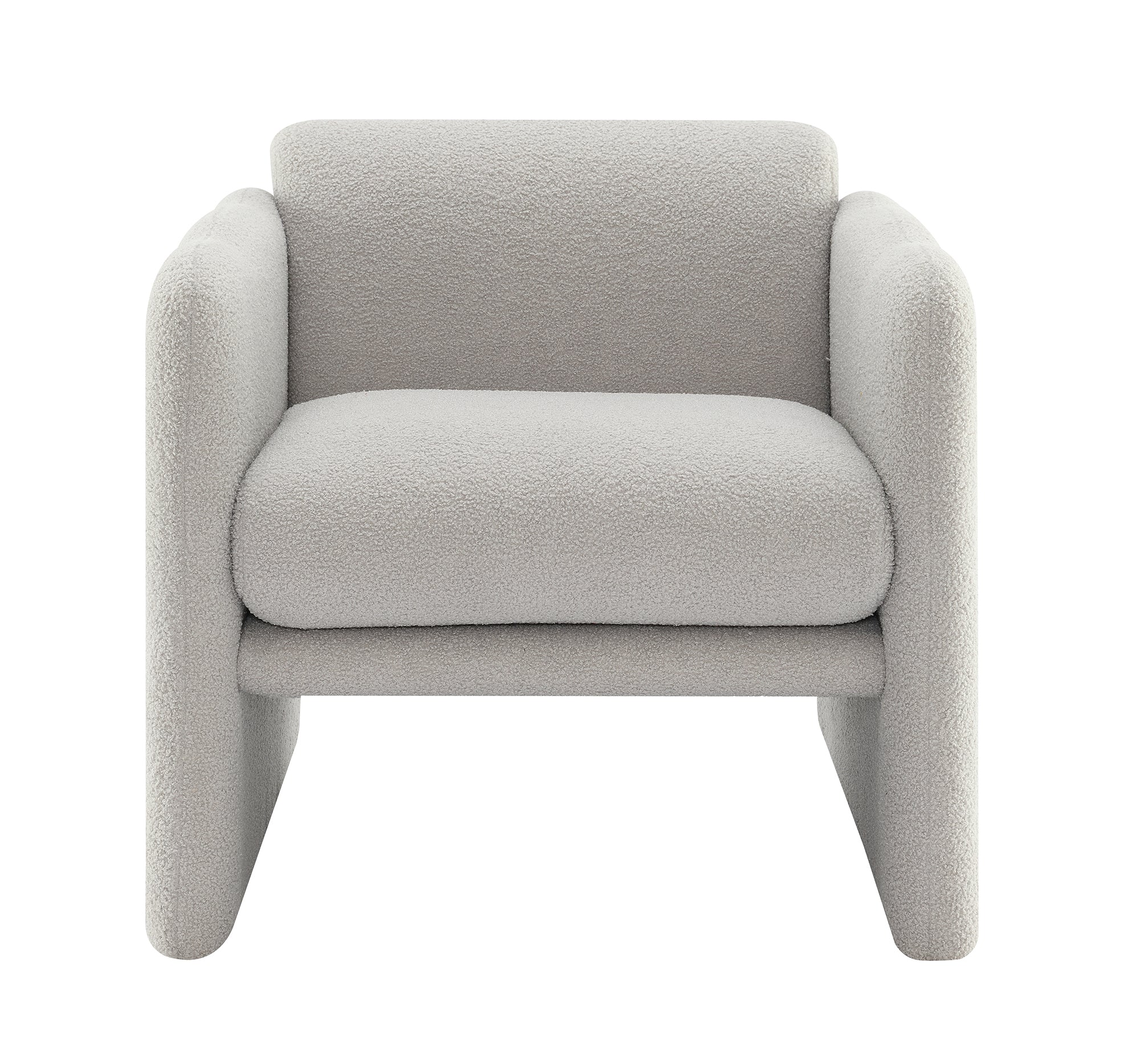 Arm Chair - Light Grey Teddy Fabric, Waved Arms, Ideal for Living Room or Bedroom