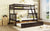 Espresso Twin Over Full Rubber Wood Bunk Bed with Trundle and Detachable Design