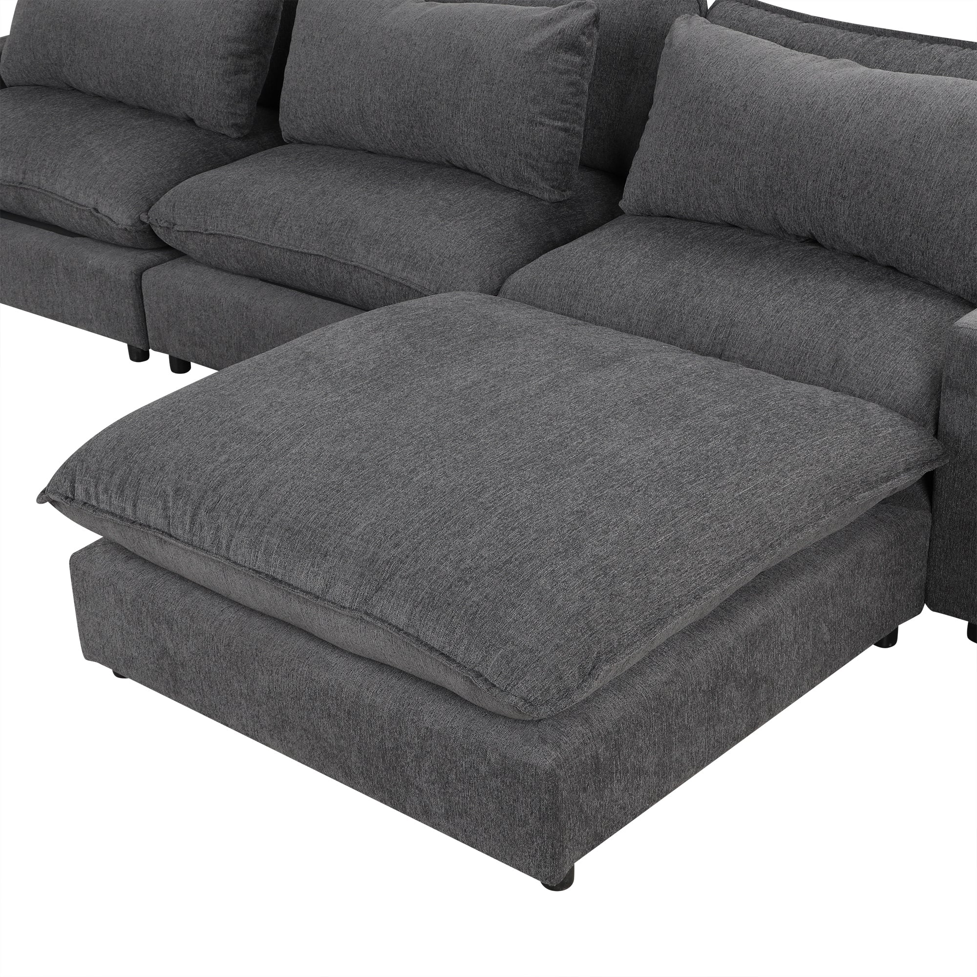 Lisbon Sectional Sofa with Movable Ottoman in Grey