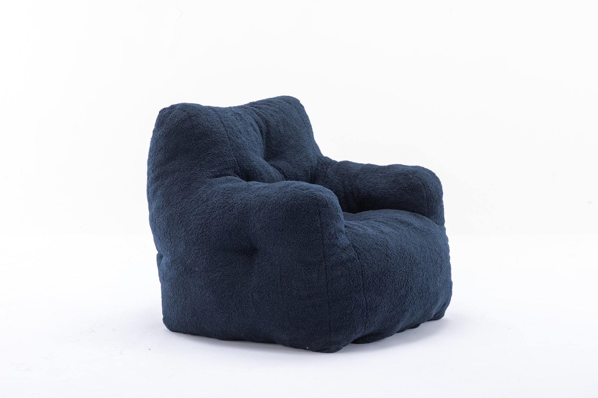 Soft Teddy Tufted Bean Bag Chair in Dark Blue