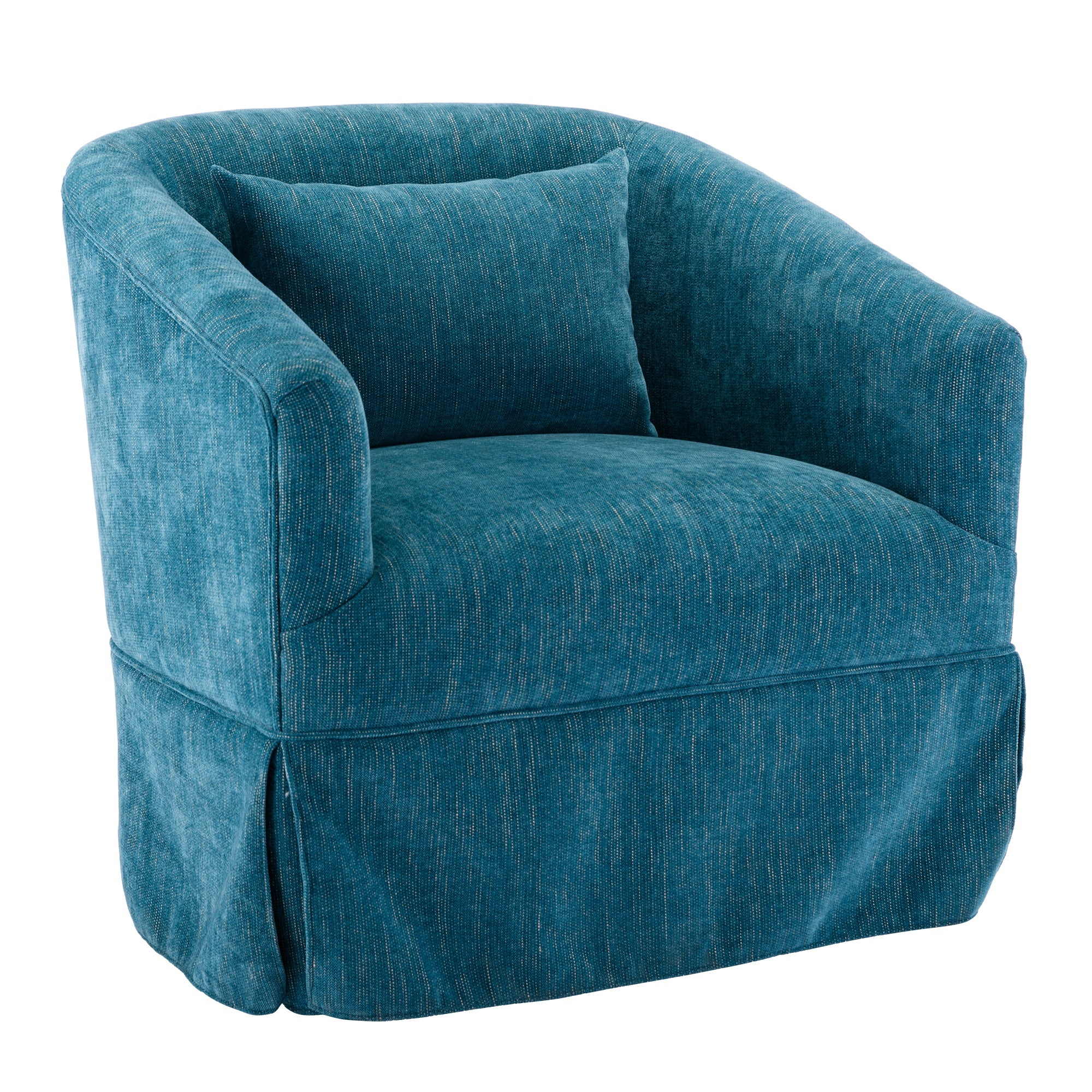 Green Linen Blend Swivel Accent Armchair