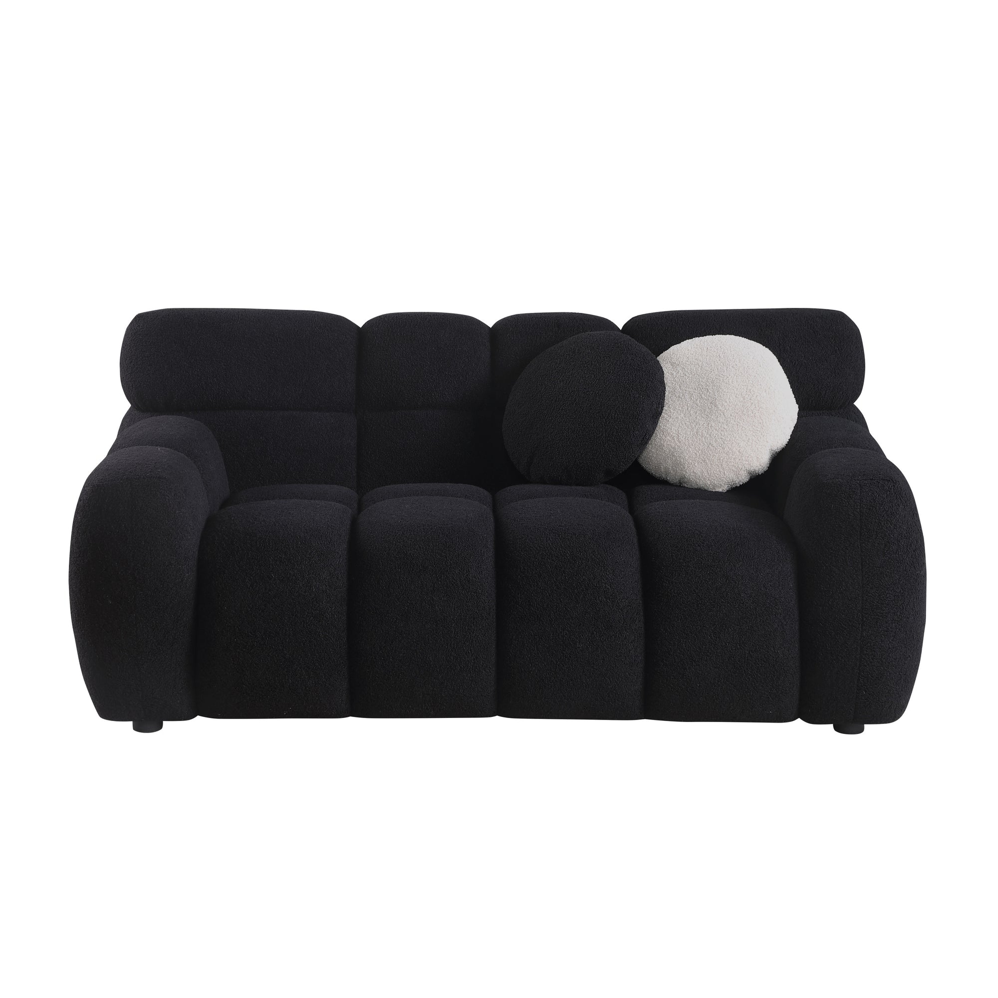 Black Boucle Rolled Arm Marshmallow Sofa