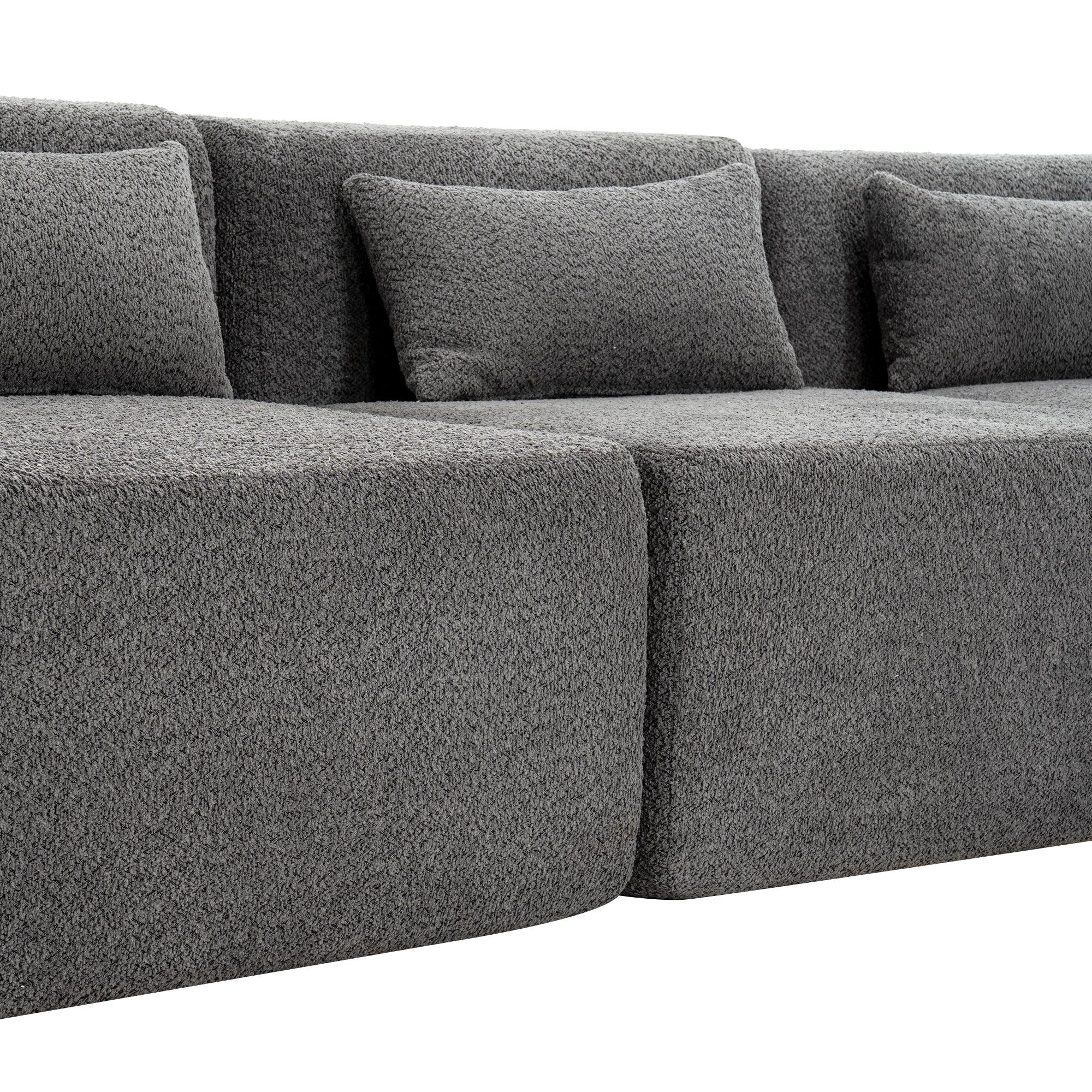 Copenhagen Modular Bouclé L-Shape Sofa in Light Gray