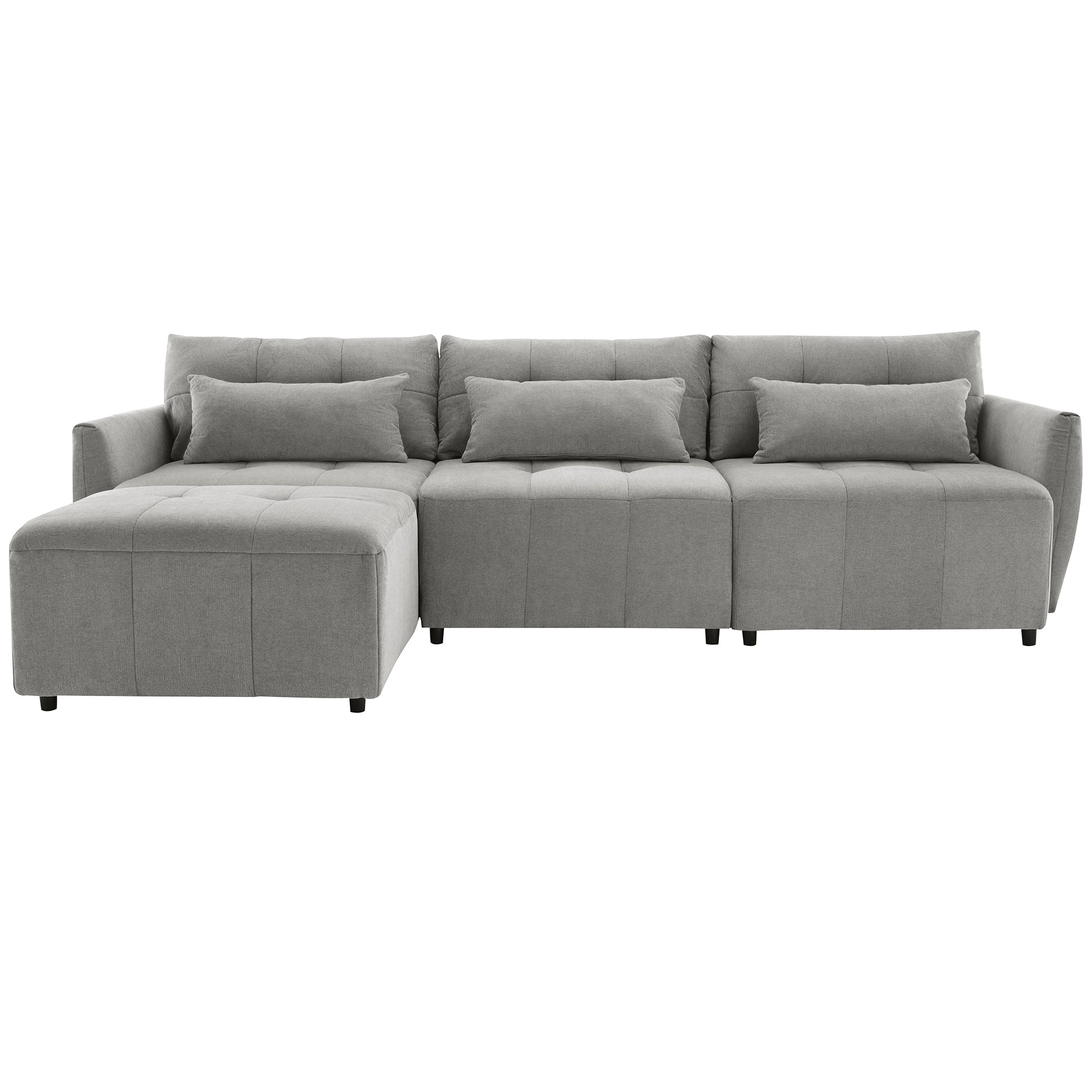 Khartoum Sectional Sofa with Movable Ottoman in Grey Chenille