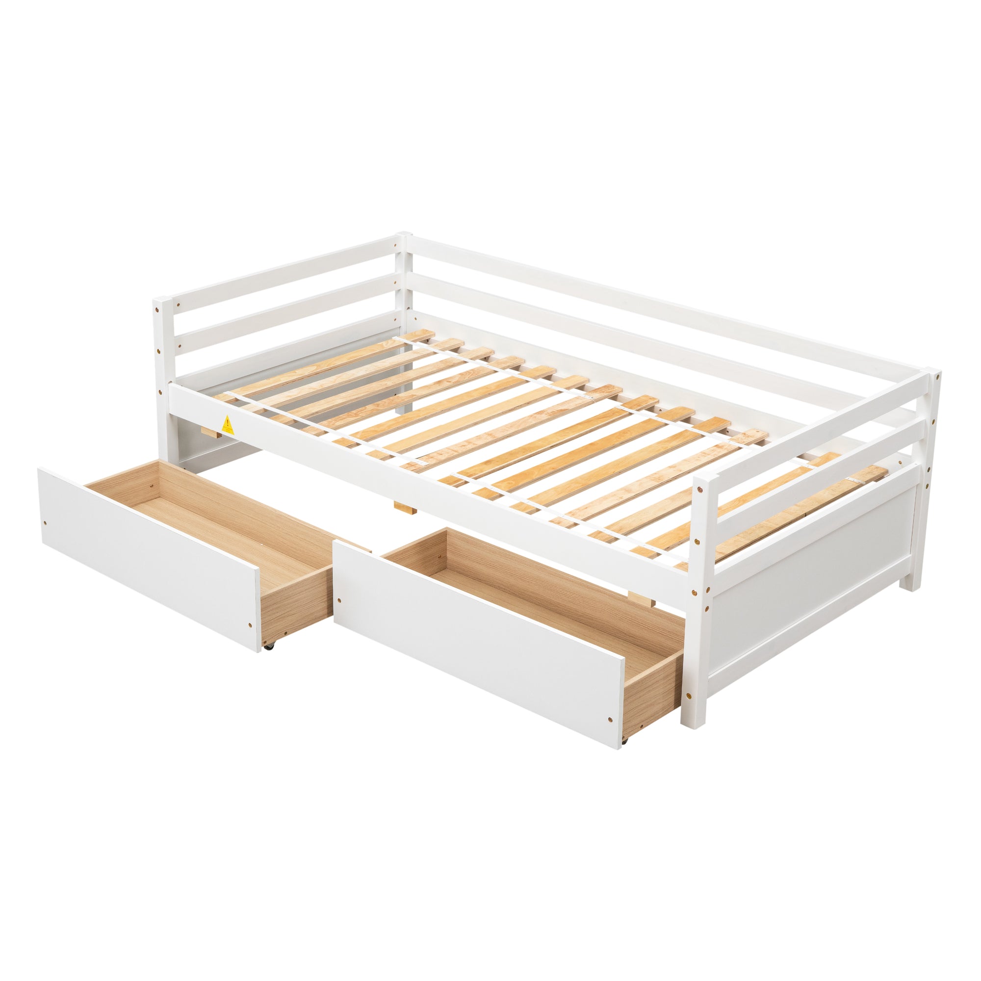 Twin Daybed with Two Storage Drawers In White