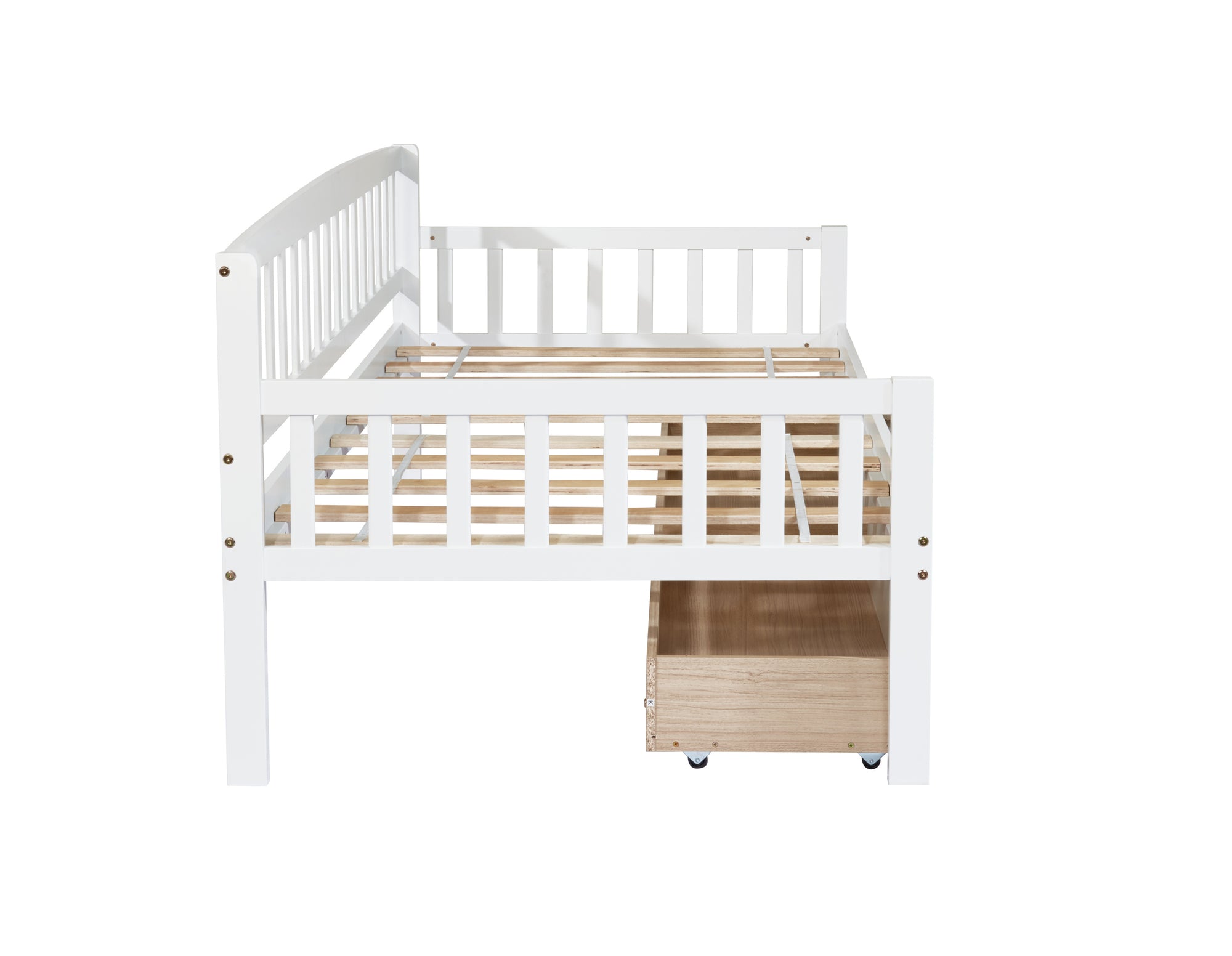 Twin-Size Pine Wood Daybed with Two Storage Drawers In White