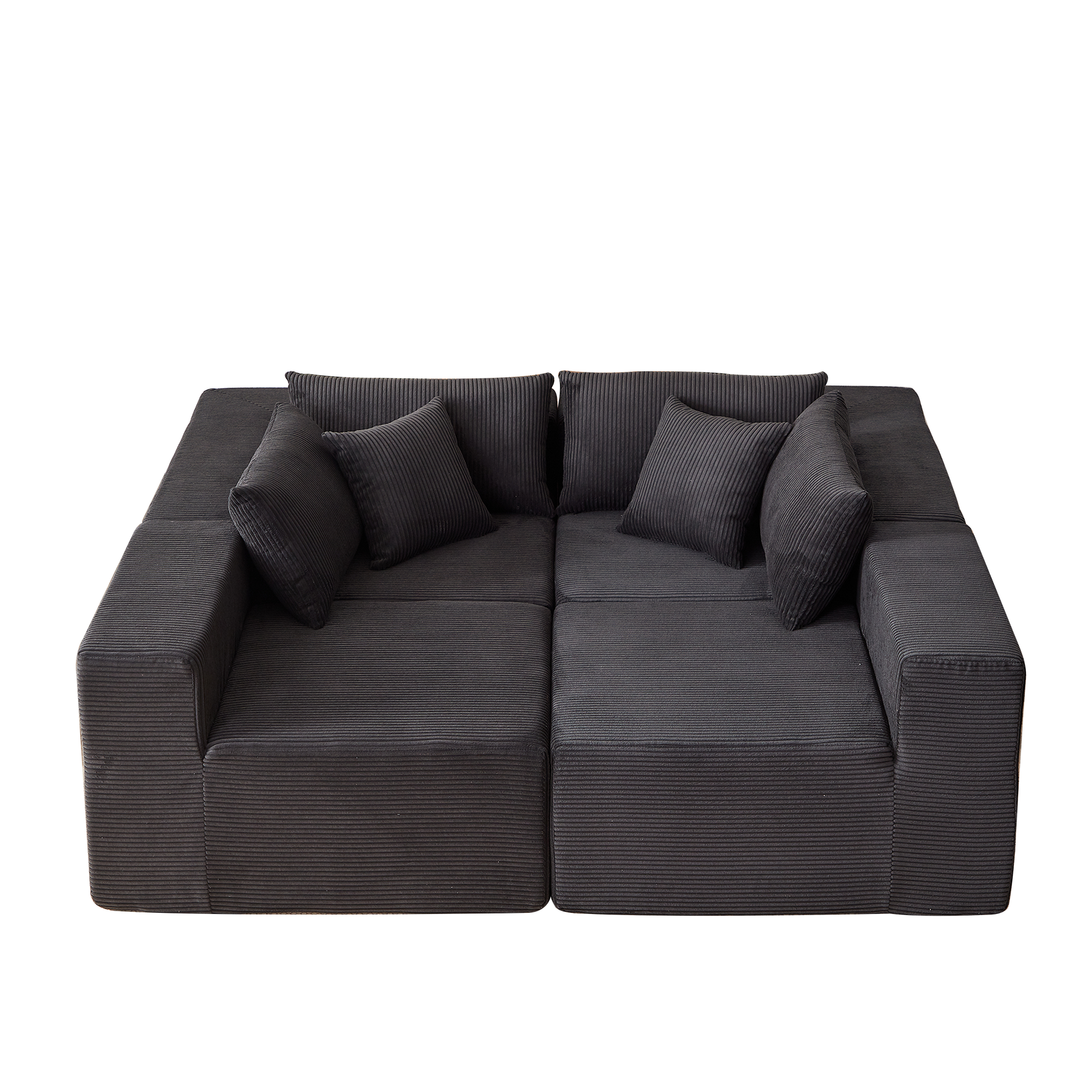 Nairobi 4-Seat Minimal Modular Sectional Sofa in Black